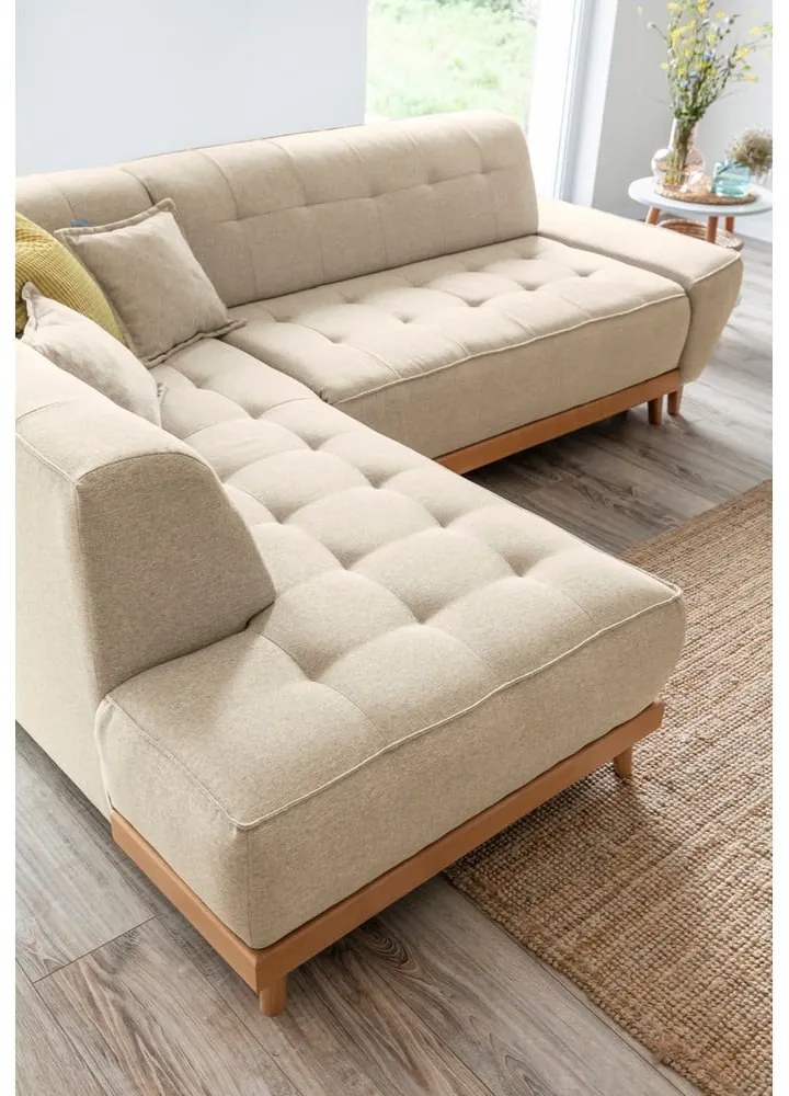 Бежов ъглов разтегателен диван ляв ъгъл, Dazzling Daisy - Miuform