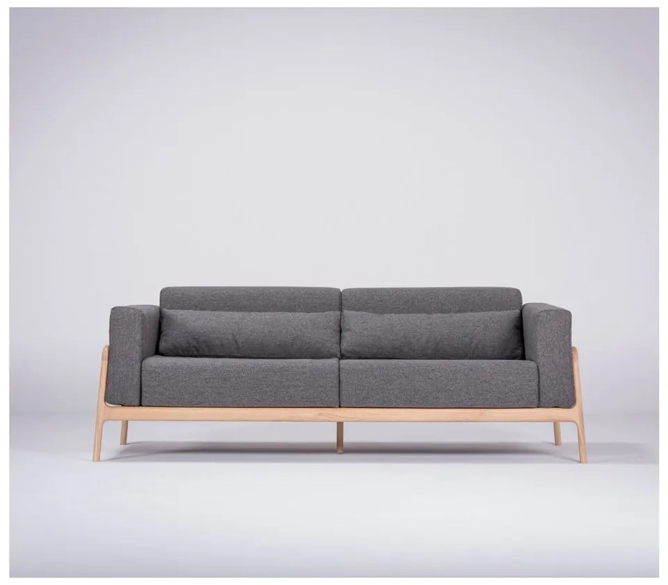 Тъмно сив диван с масивна дъбова конструкция , 210 см Fawn - Gazzda