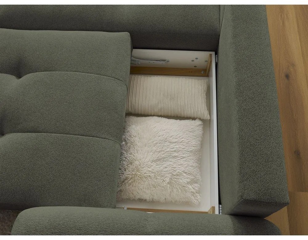 Шенилов сгъваем/с място за съхранение ъглов диван в цвят каки (ляв ъгъл) Roxelane – Bobochic Paris