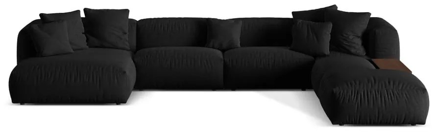 Черен модулен ъглов диван (десен ъгъл/U форма) Martina – Micadoni Home
