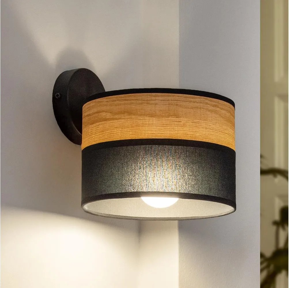 Настенна лампа ALBA 1xE27/15W/230V черна/кафява