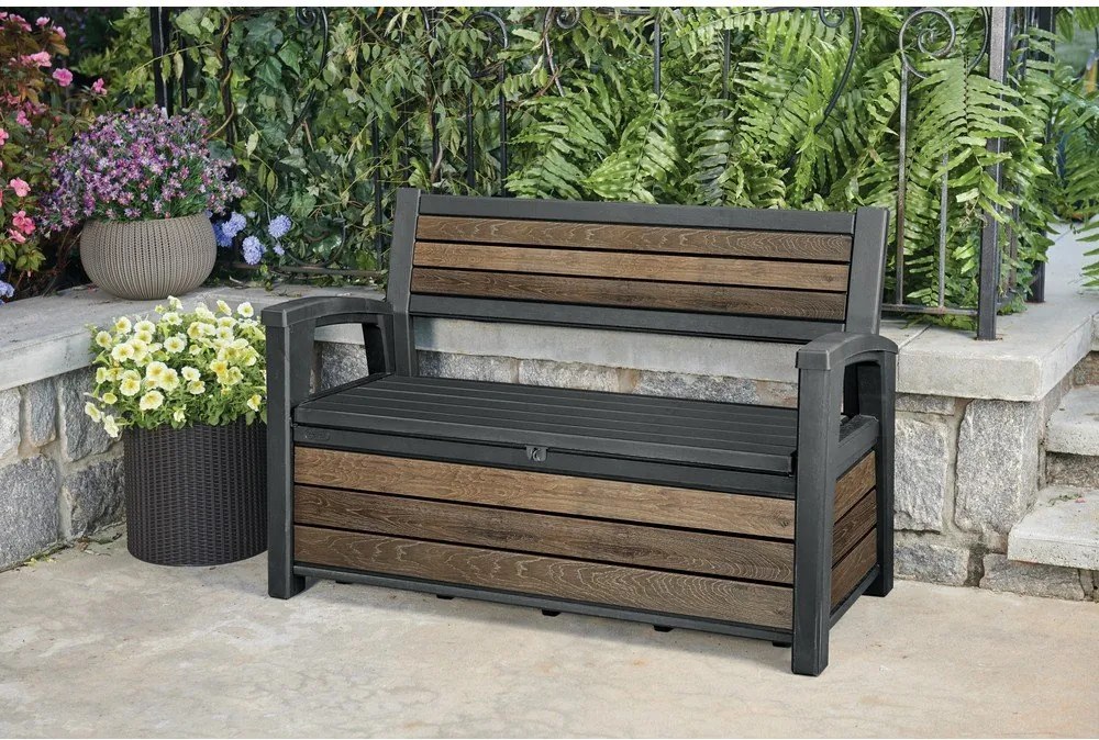 Тъмнокафява пластмасова градинска пейка Deco – Keter