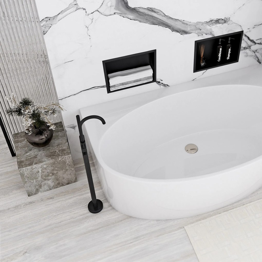 Вграден рафт за баня  30x30 matte black