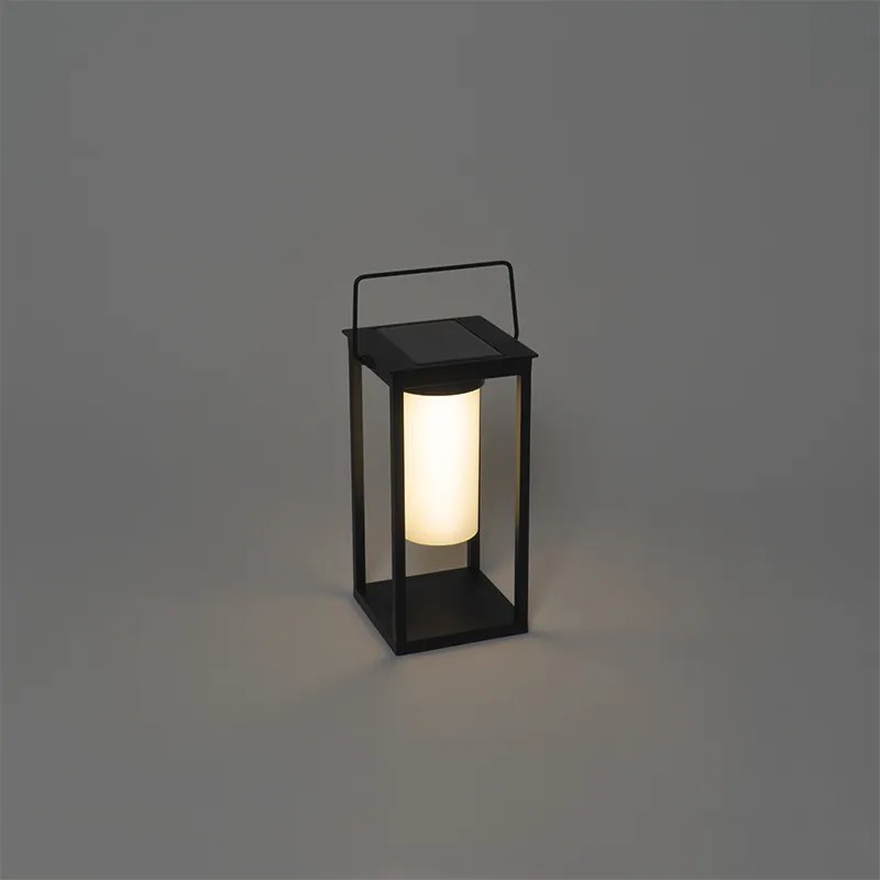 Модерна външна лампа черна с LED и димер соларен - Denlu