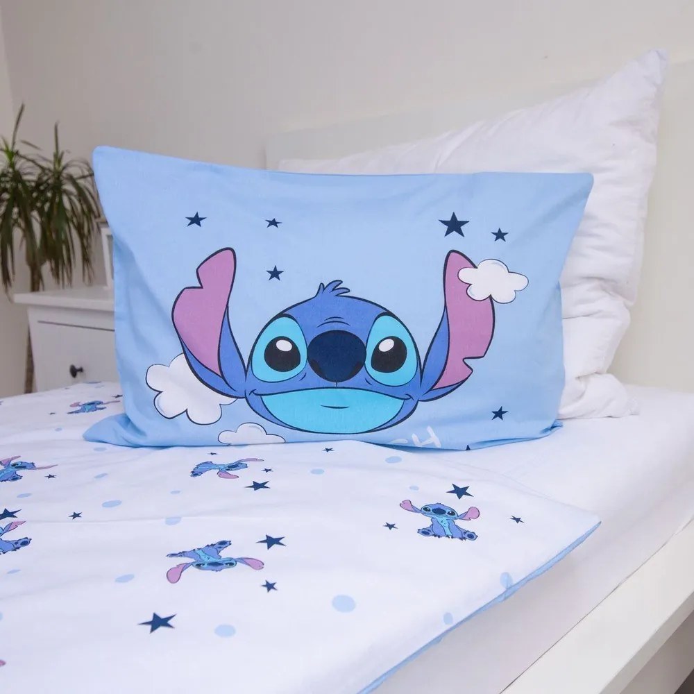 Синьо памучно детско спално бельо 100x135 cm Lilo &amp; Stitch "Clouds" – Jerry Fabrics