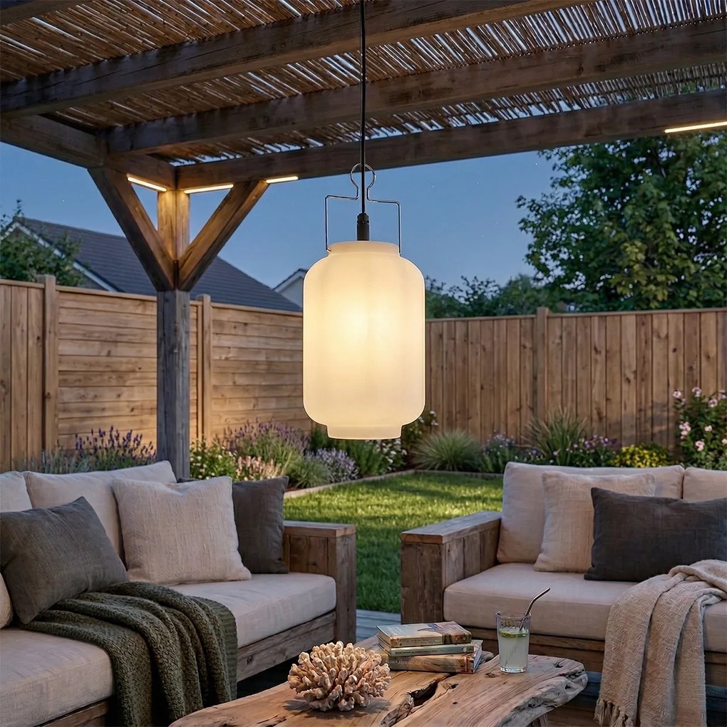 Външна висяща лампа бяла 20 см с щепсел IP44 - Pion