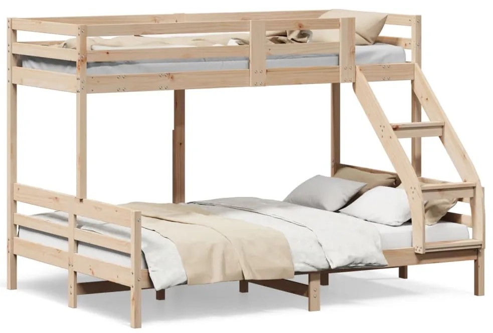 3207189 vidaXL Двуетажно легло, 90x200/140x200 см, борово дърво масив