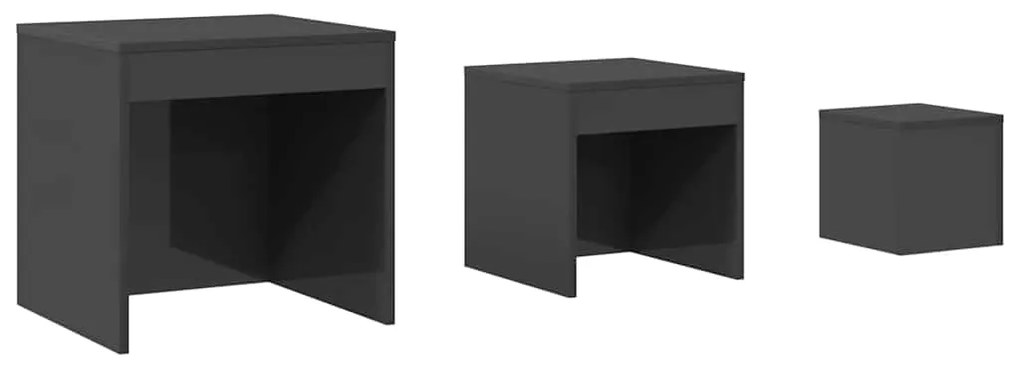 808602 vidaXL Стифиращи маси, 3 бр, сив гланц, инженерно дърво