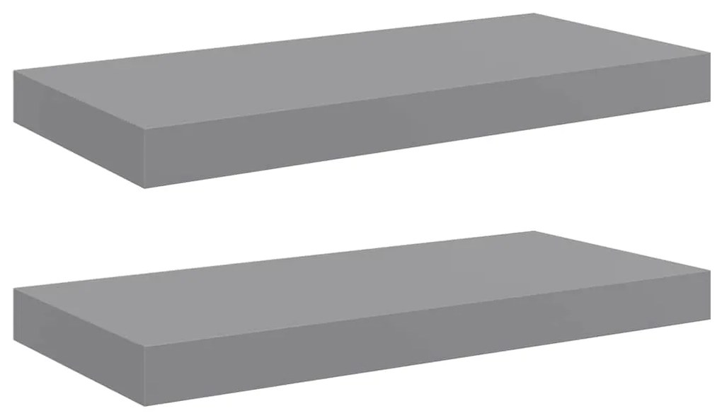323851 vidaXL Окачени стенни рафтове, 2 бр, сиви, 50x23x3,8 см, МДФ