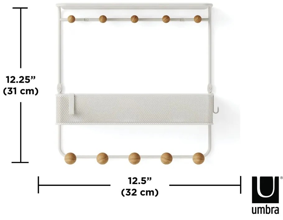 Бяла метална стенна закачалка с рафт Estique - Umbra