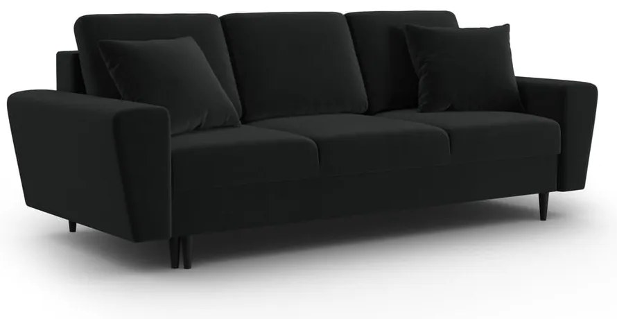 Черен кадифен разтегателен диван с място за съхранение 235 cm Kyoto – Cosmopolitan Design