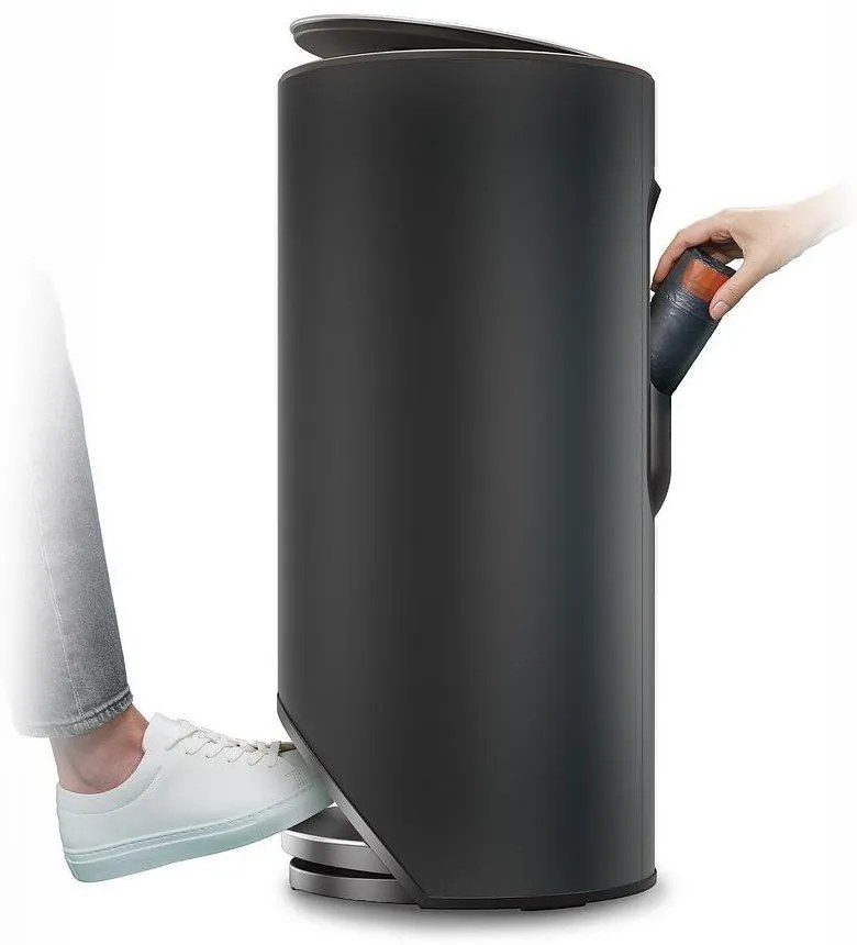Матово черно метално кошче за боклук с педал 30 l Arc – Joseph Joseph