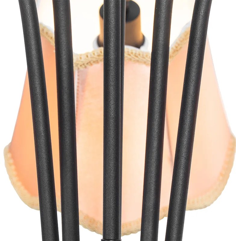 Класически висящ аплик черен със златен абажур 5-светлина - Nona