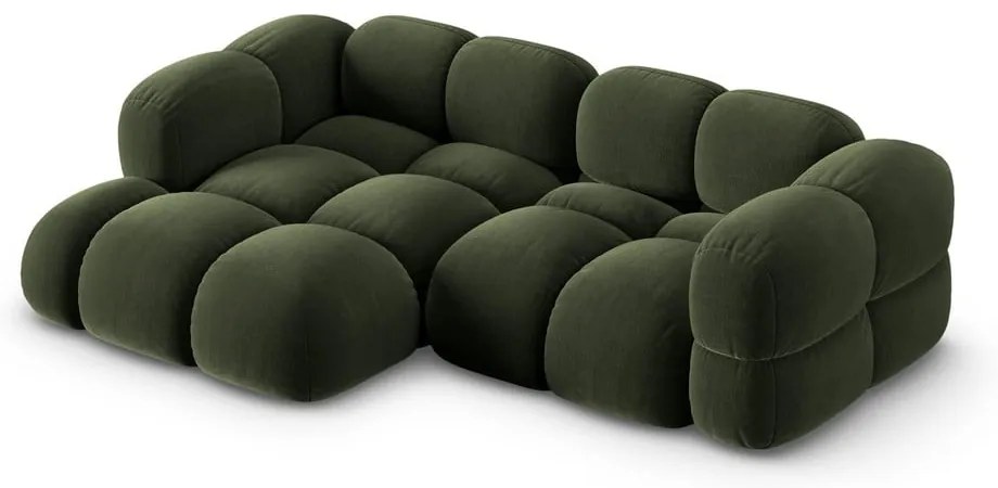 Зелен кадифен ъглов диван (ляв ъгъл) Loretto – Cosmopolitan Design