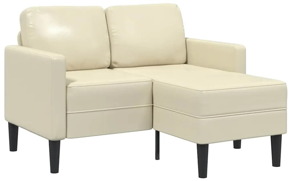 4107084 vidaXL Двуместен диван с шезлонг в L-образна форма, кремав 125 см