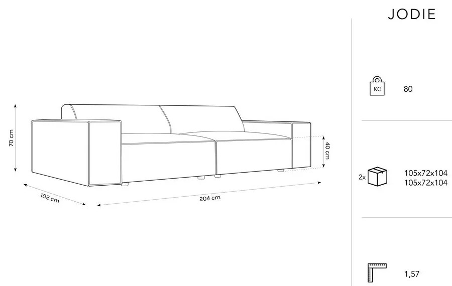 Бежов диван 204 cm Jodie - Micadoni Home