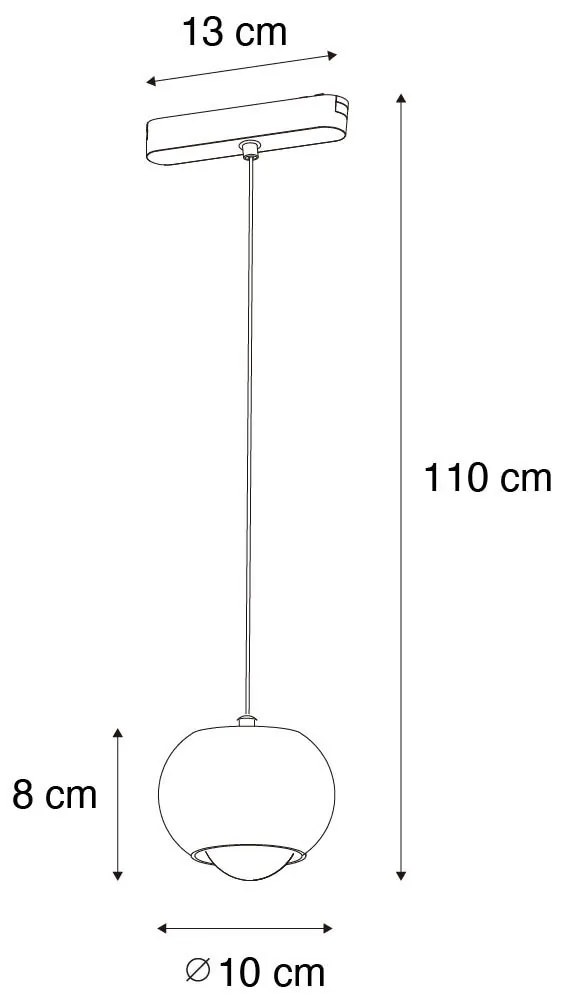 Модерен черен висящ лампа за 1-фазова релсова система с LED - Magnetic Lance