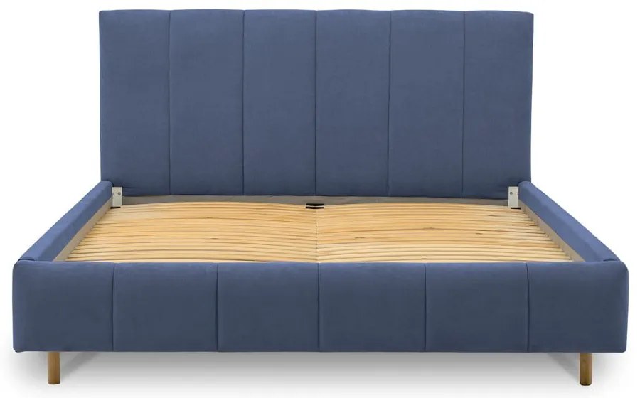 Синьо тапицирано двойно легло с включена подматрачна рамка 180x200 cm Zee – Scandic