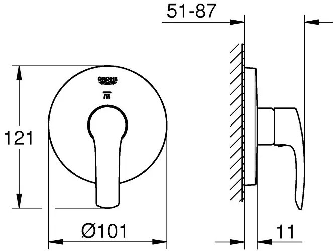 Exterior part distributor Grohe Eurosmart 3 directions