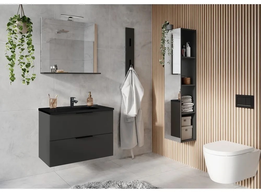 Стенен шкаф с мивка в черен и антрацитен цвят 81x61 cm Crandon – Germania