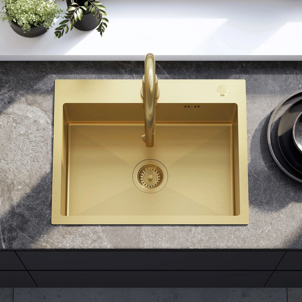Стоманена мивка Liam BRUSH GOLD