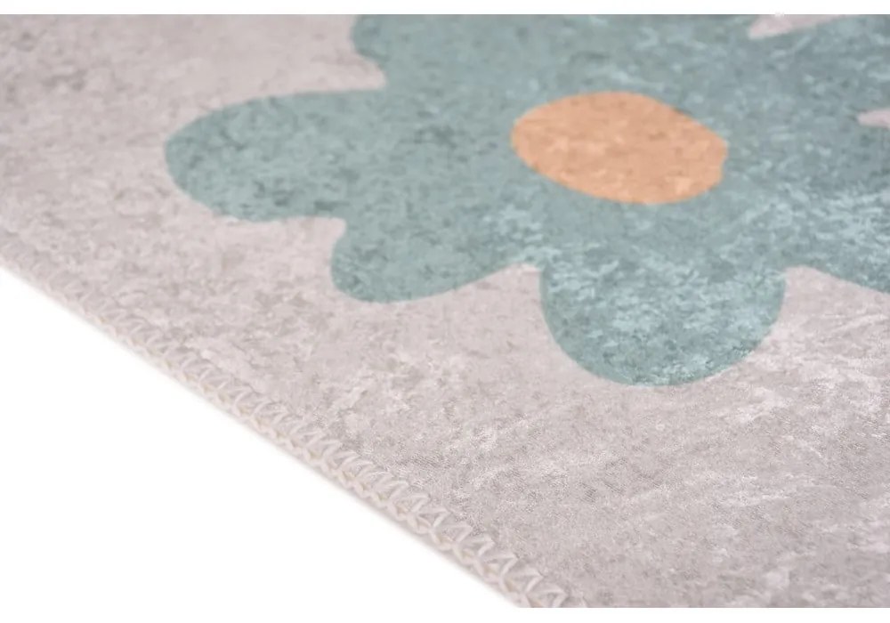 Детски килим подходящ за пране в цвят мента и слонова кост 160x230 cm Cute Flowers Green – Vitaus