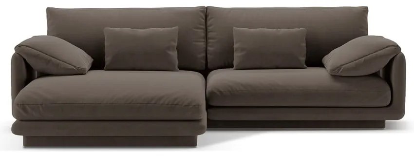 Кафяв кадифен ъглов диван (ляв ъгъл) Torino – Micadoni