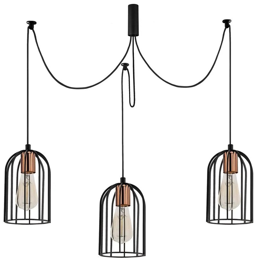 Черна висяща лампа за 3 крушки Pamukkale - Opviq lights