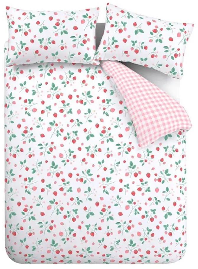 Розово и бяло единично спално бельо 135x200 cm Strawberry Garden - Catherine Lansfield