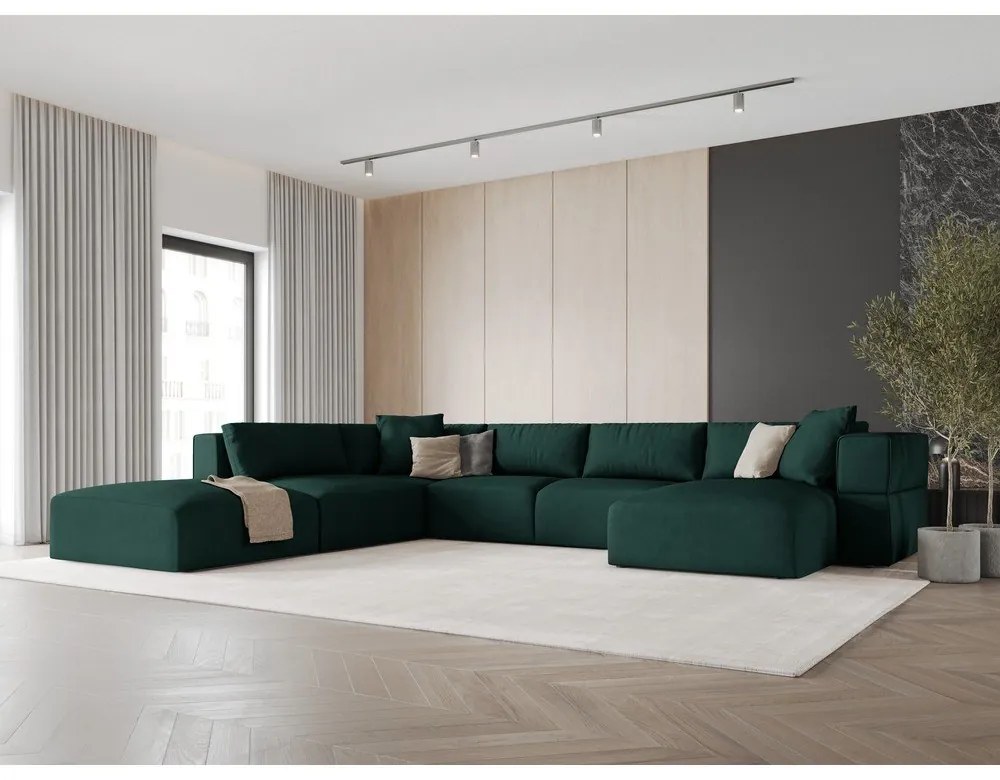 Зелен ъгъл U-образен диван, ляв ъгъл Esther – Milo Casa