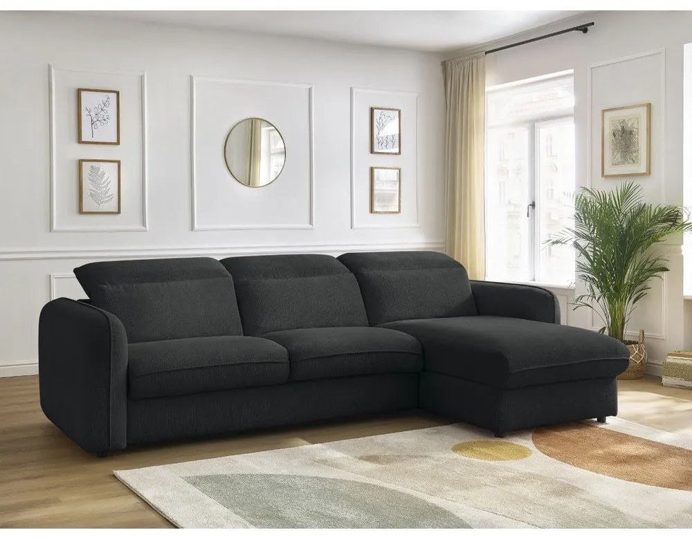 Черен разтегателен ъглов диван (променлив) Achille – Bobochic Paris