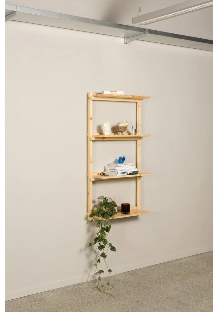 Стенна библиотека от масивен бор в естествен цвят 66x127 cm Groove – Karup Design