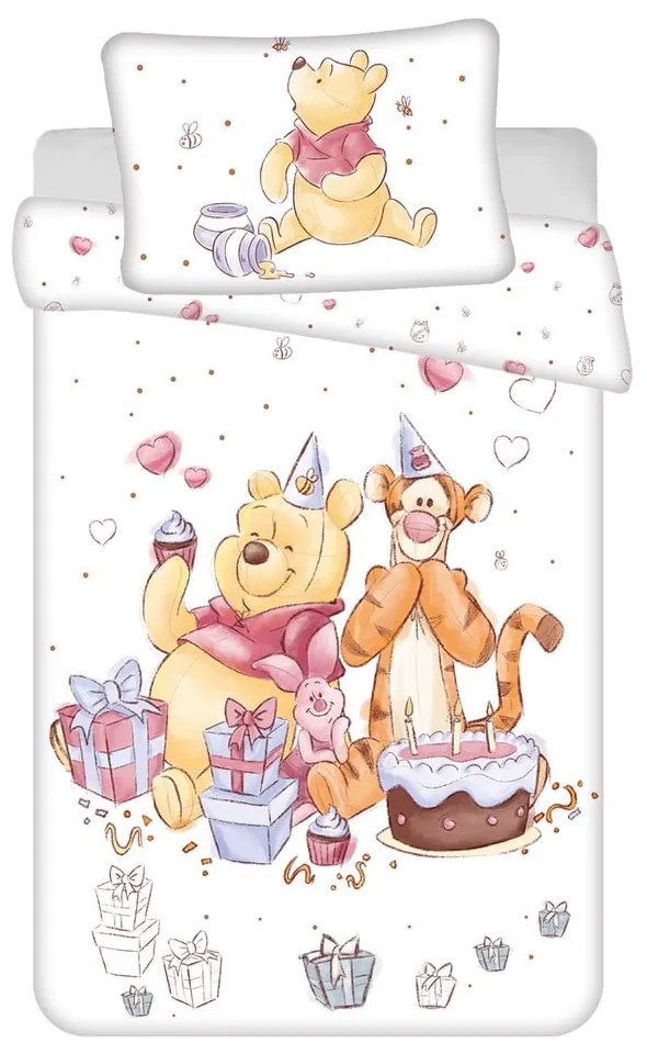 Бяло памучно детско спално бельо за детско креватче 100x135 cm WTP "Birthday party" – Jerry Fabrics