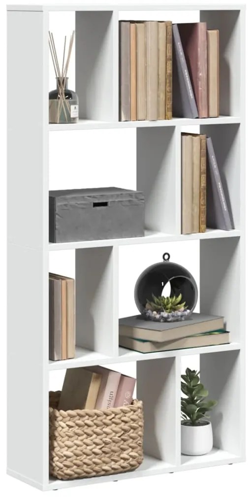 858147 vidaXL Библиотека, бяла, 60x20x120,5 см, инженерно дърво