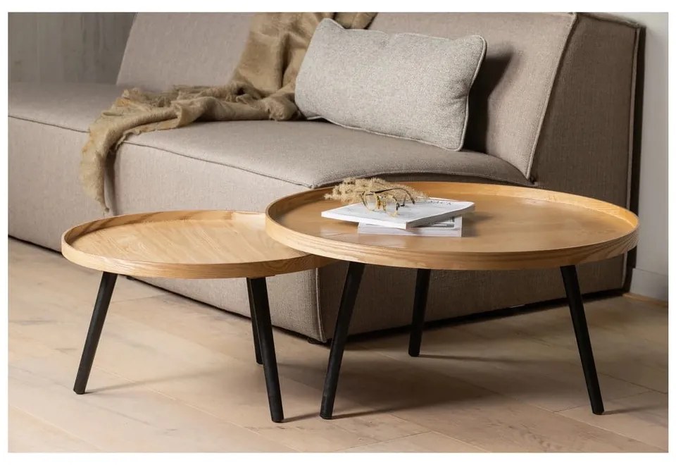 Масичка за кафе в бежово и черно, ø 60 cm Mesa - WOOOD