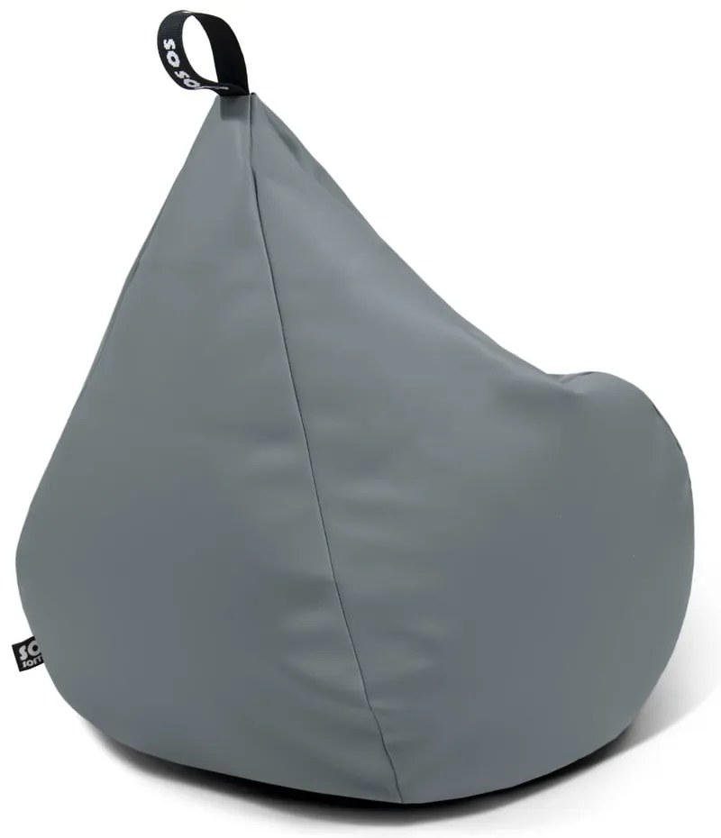 Сив детски пуф от изкуствена кожа Drop M – So Soft?