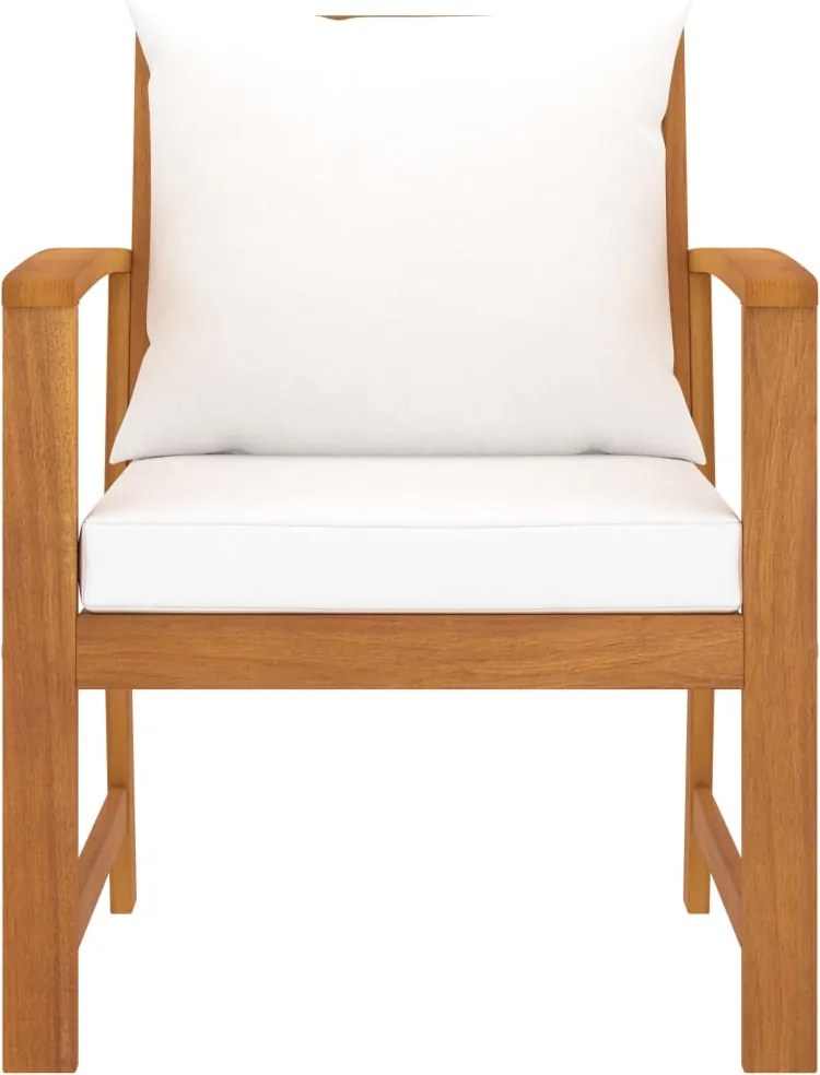 311831 vidaXL Градински столове, 2 бр, кремави възглавници, акация масив