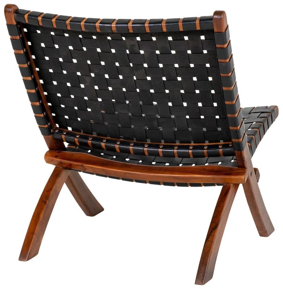 Черно кожено кресло с плетка Perugia - House Nordic