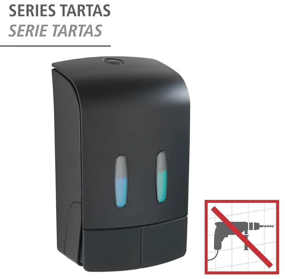 Черен пластмасов диспенсър за сапун, монтиран на стена 0,96 л Tartas - Wenko