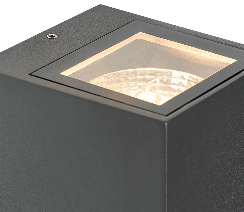 Стенна лампа тъмно сива с 2 лампи IP44 с датчик за движение - Baleno