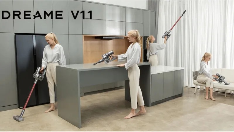 Разопакован: Вертикална прахосмукачка Dreame V11 VVN6, 450W, 150AW, 25000Pa, 125000 об/мин, 0.5 л, 3 режима, 90 мин, OLED, HEPA, Сив/червен