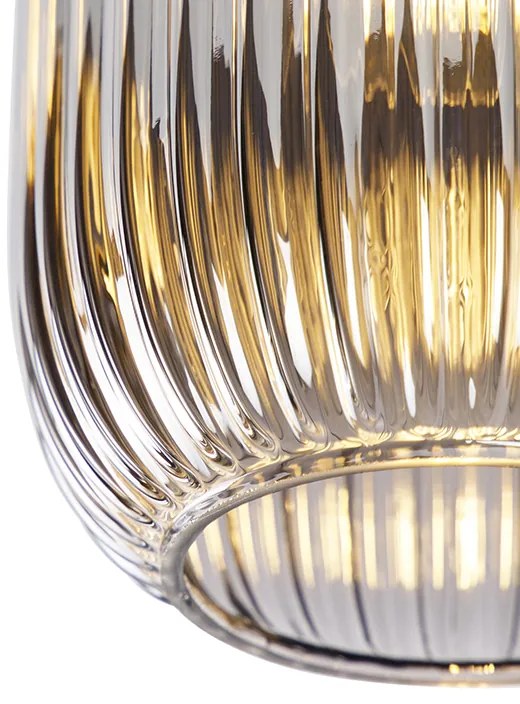 Таванна лампа в стил Арт Деко черна с опушено стъкло - Banci