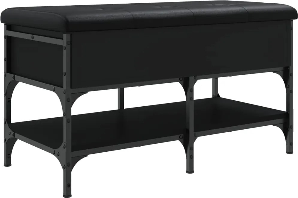 835192 vidaXL Пейка за обувки, черна, 82x42x45 см, инженерно дърво