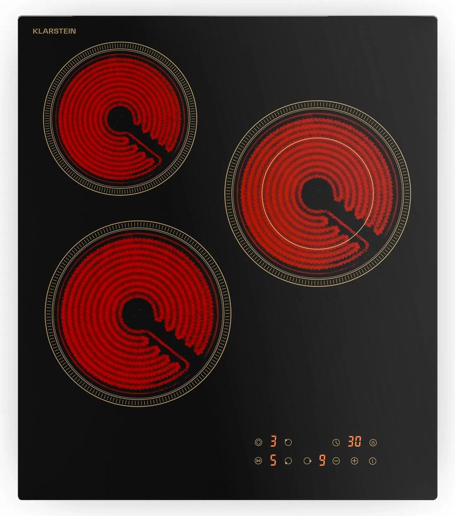 Klarstein Victoria стъклокерамичен плот за готвене, 3 зони, Елегантен, класически, 5000 W, 45 cm