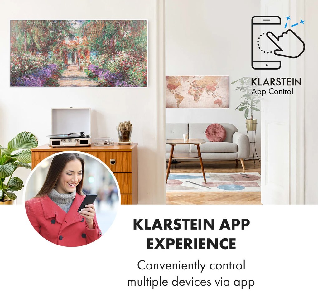 Klarstein Wonderwall Air Art Smart, инфрачервен нагревател, 120 х 60 см, 700 W, приложение, градински път