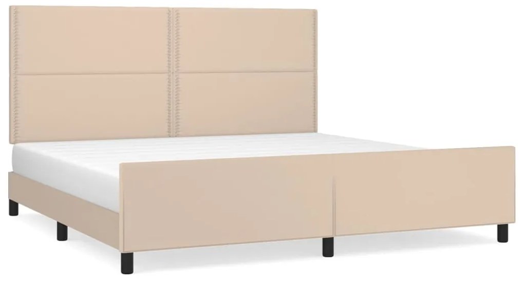 3125535 vidaXL Рамка за легло с табла, капучино, 200x200 см, изкуствена кожа