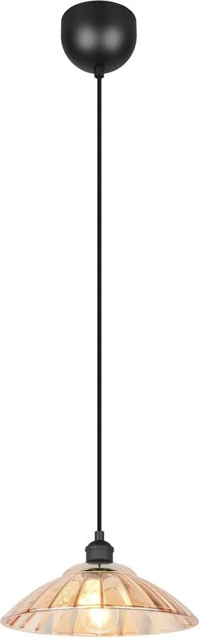 Черно/в кехлибарен цвят метално висящо осветително тяло със стъклен абажур ø 29,5 cm Eluna – Reality