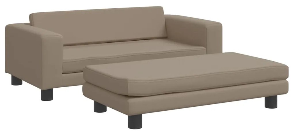 3196418 vidaXL Детски диван с табуретка капучино 100x50x30 см изкуствена кожа
