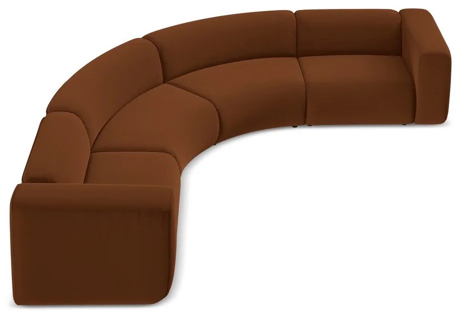 Оранжев/кафяв кадифен ъглов диван Ekahi – Makamii