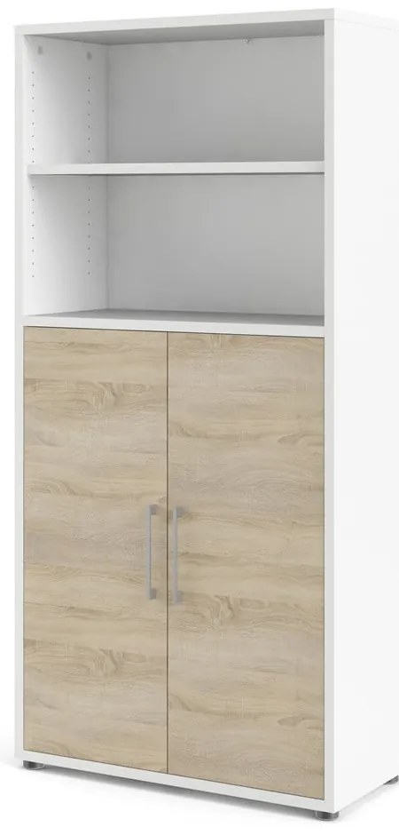 Бяло-естествена модулна библиотека от дъбов декор 89x189 cm Prima – Tvilum